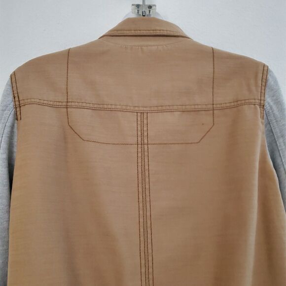 Anthropologie Hei Hei Womens Jacket Small Tan Brown Excursion Bomber Mixed Media - Picture 9 of 11